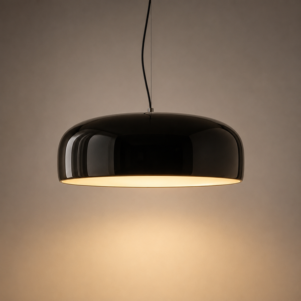 Kuppelpendel – blank rund metallskjerm