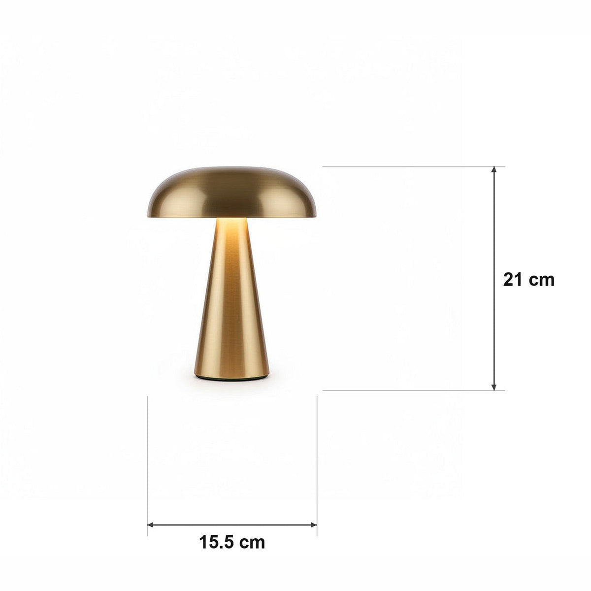 Mushroom-bordlampe i metall – 4 fargetemperaturer, Enkel lading – målskisse Ø 15.5 cm × H 21 cm