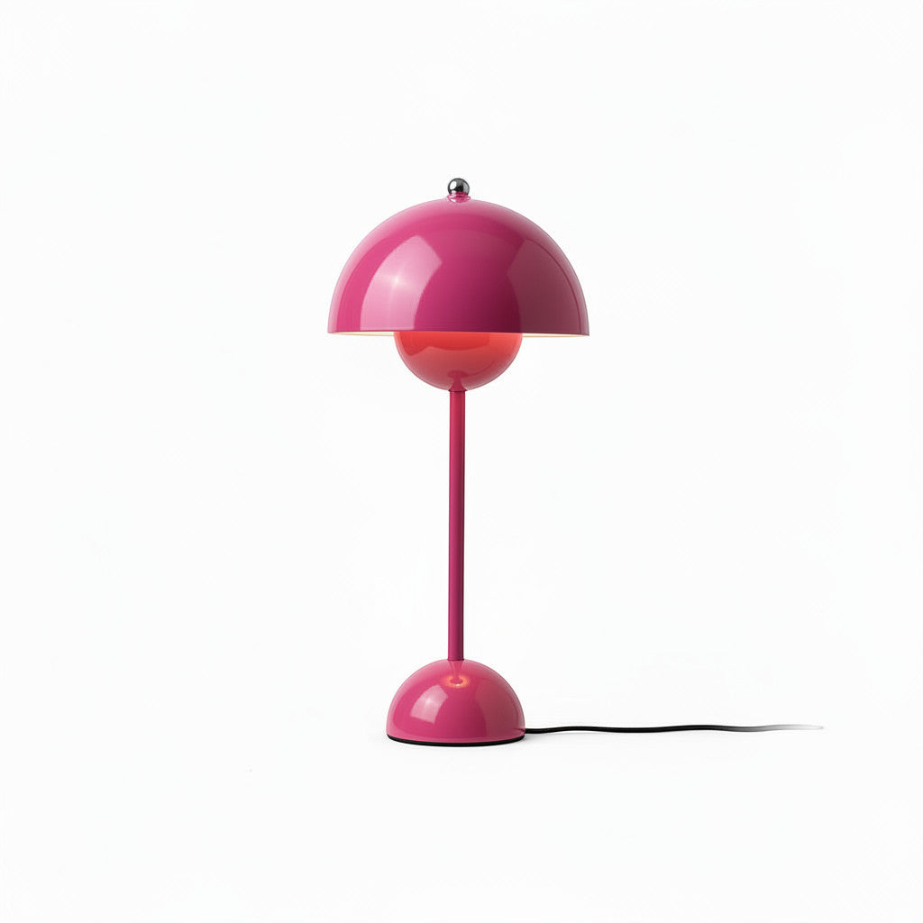 Lysverden pink metal Flowerpot table lamp with double dome design and E27 socket. Iconic mid-century modern style.