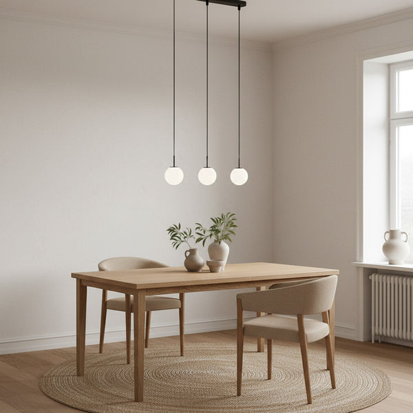 Glasskule pendellampe – slank sylinder