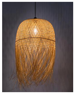 Boho rottingpendel med klokkeform og lange flettede frynser