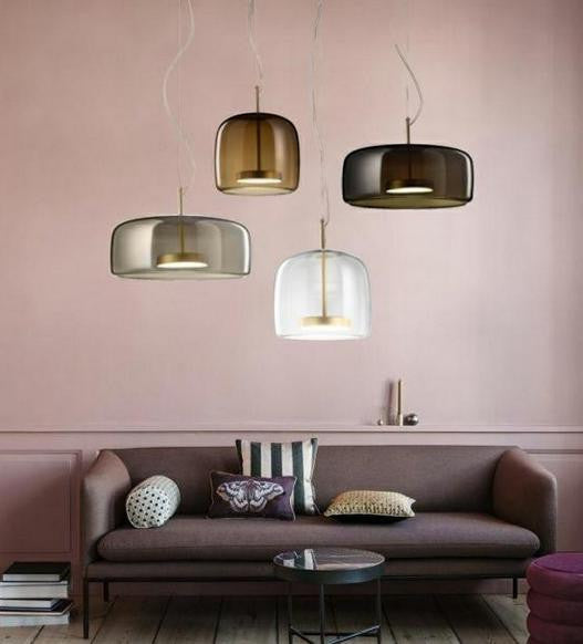 LYS Røyk-/amberglass pendellampe – klokkeform
