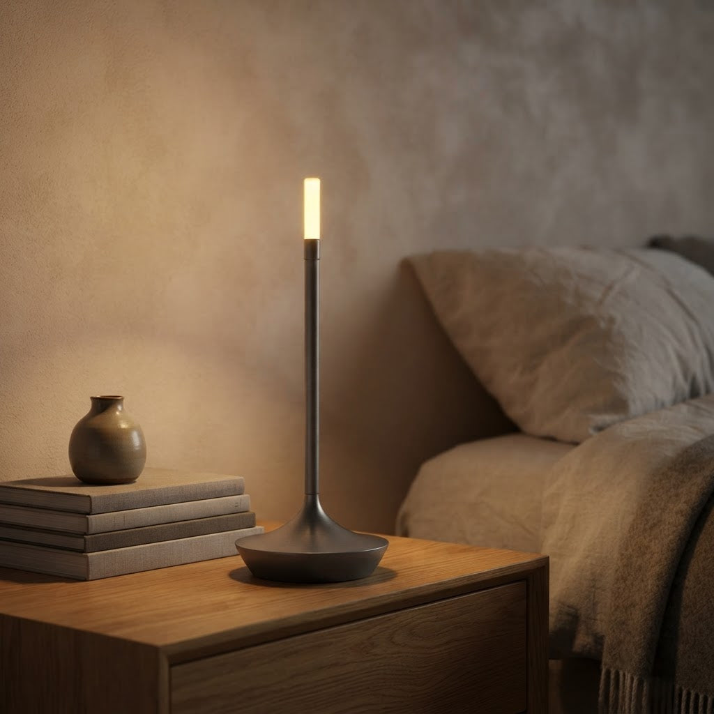 Candle-bordlampe i aluminium – 2700 K, oppladbar – tent på nattbord
