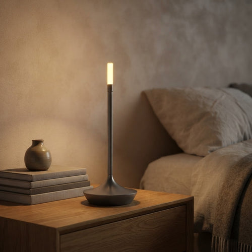 Candle-bordlampe i aluminium – 2700 K, oppladbar – tent på nattbord