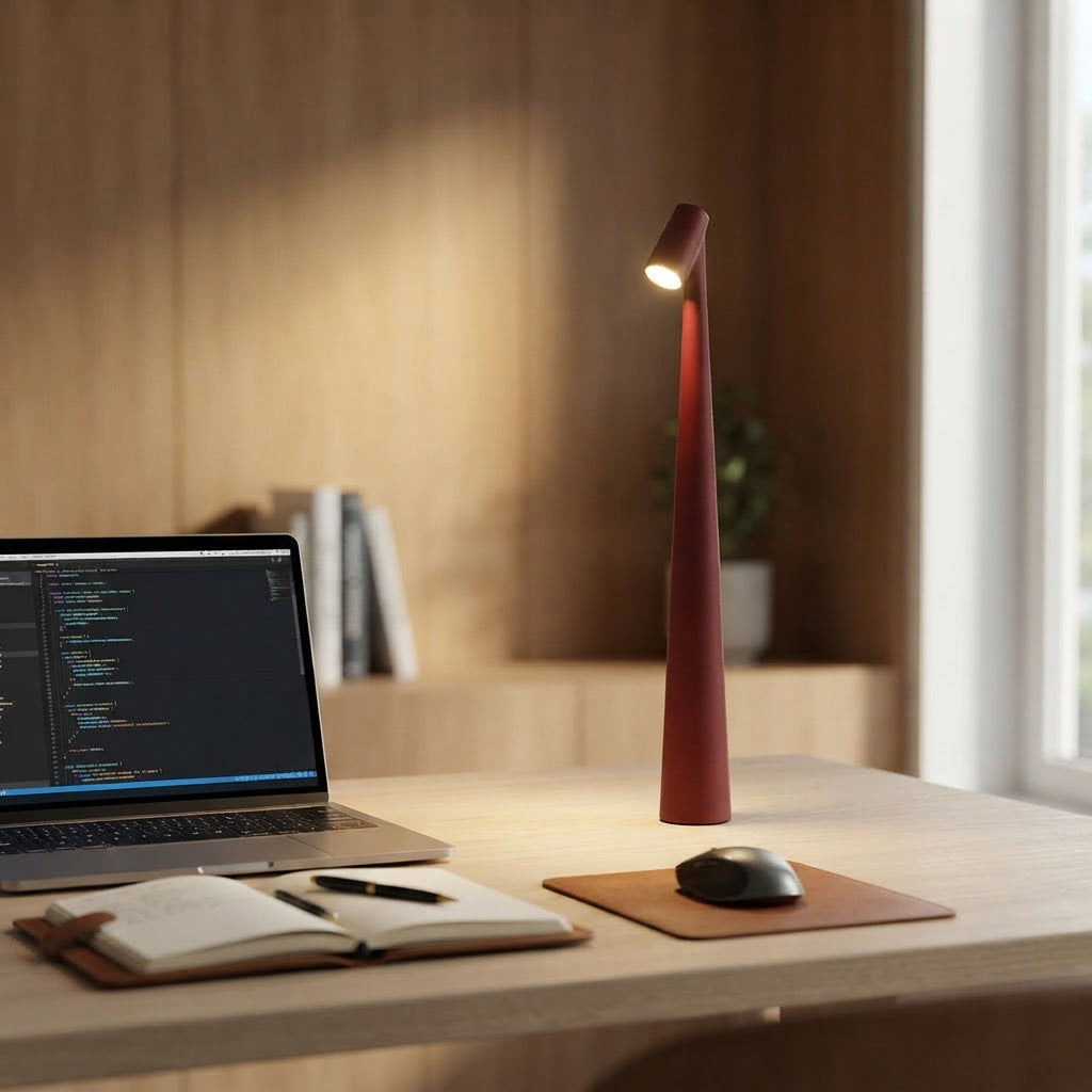 Ikonisk bordlampe med justerbart hode – tent på skrivebord