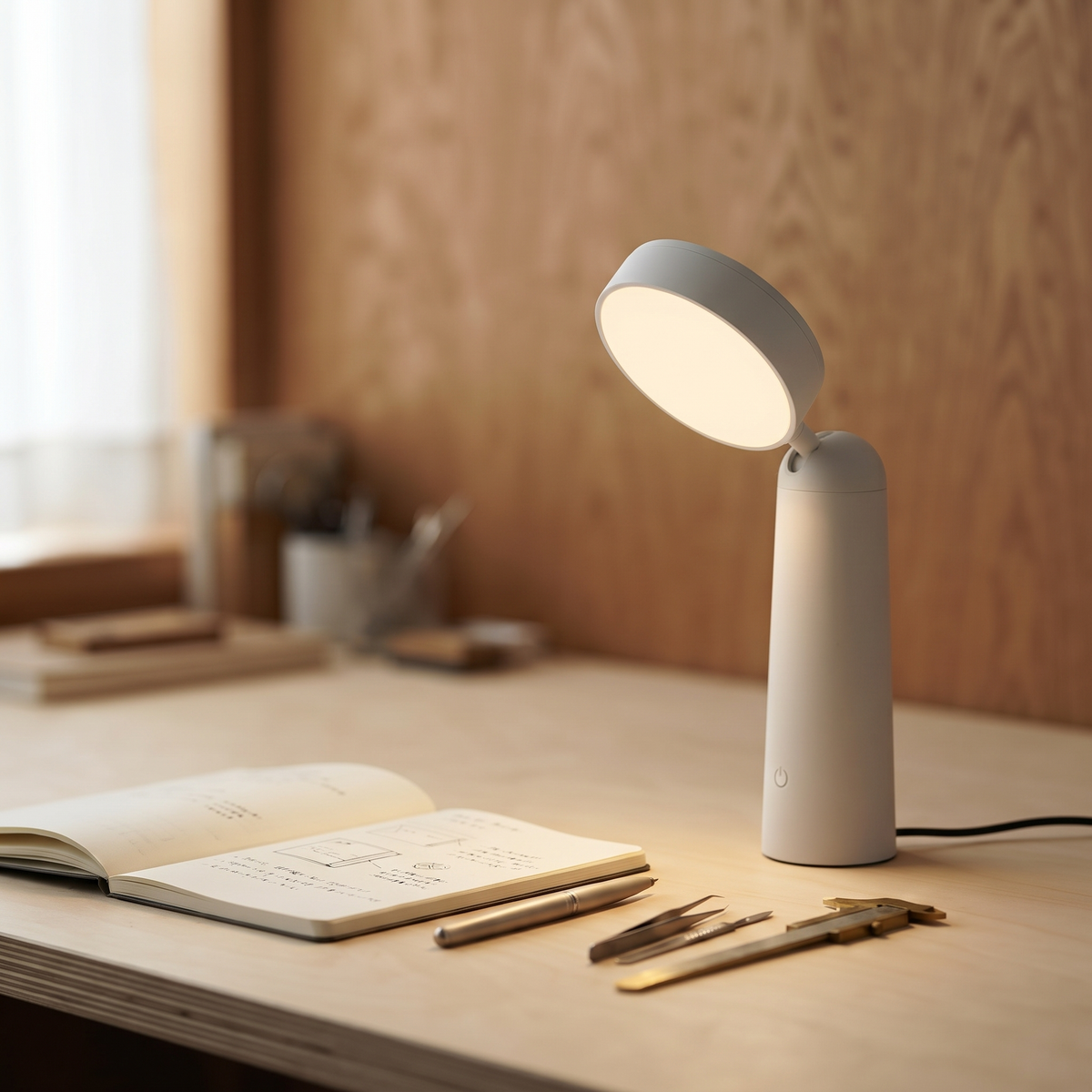 Forstørrelsesglass-lampe – touch, 3 fargetemperaturer – tent på skrivebord