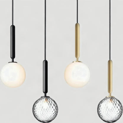 Glasskule pendellampe opal og fasett