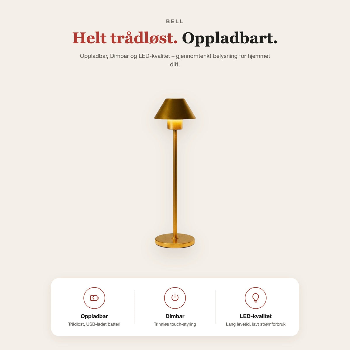 Bell-bordlampe med kopp-skjerm – funksjoner og fordeler