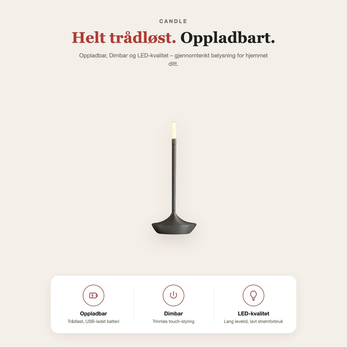Candle-bordlampe i aluminium – funksjoner og fordeler