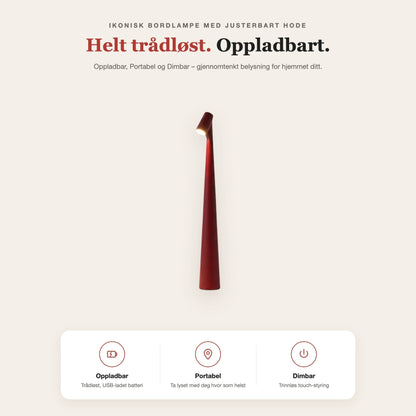 Ikonisk bordlampe med justerbart hode – funksjoner og fordeler
