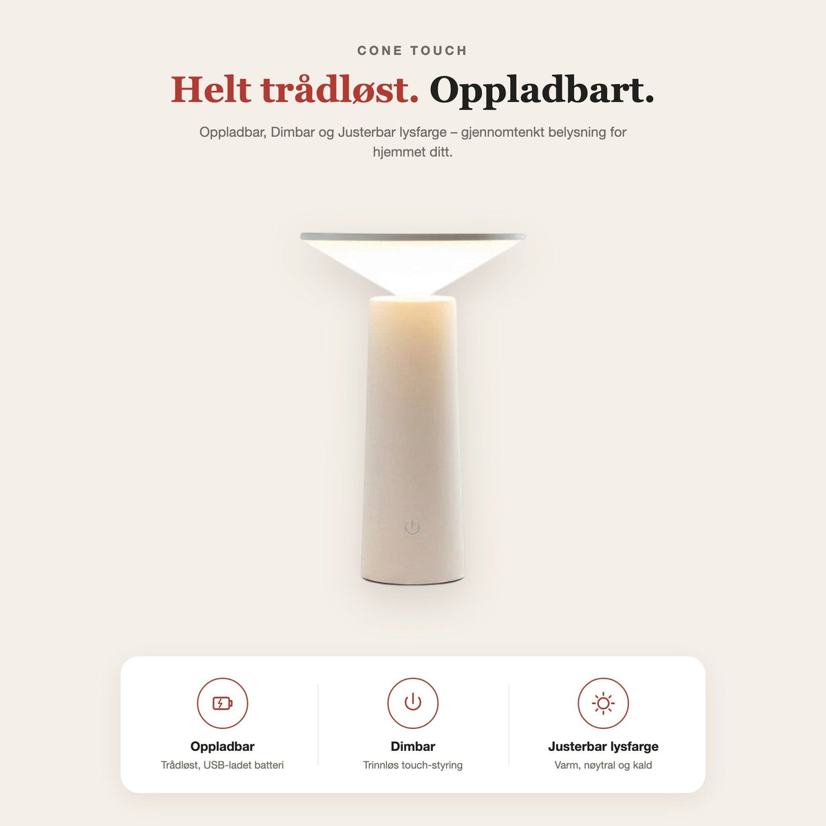 Cone touch-bordlampe – funksjoner og fordeler