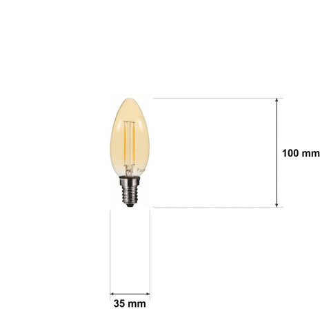Mål og spesifikasjoner for Filament LED-kertepære B35 – E14