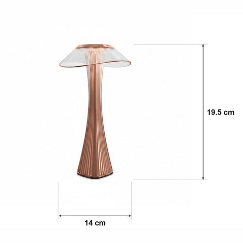 Mål og spesifikasjoner for Glass-skulpturlampe – riflet PMMA 3 fargetemperaturer