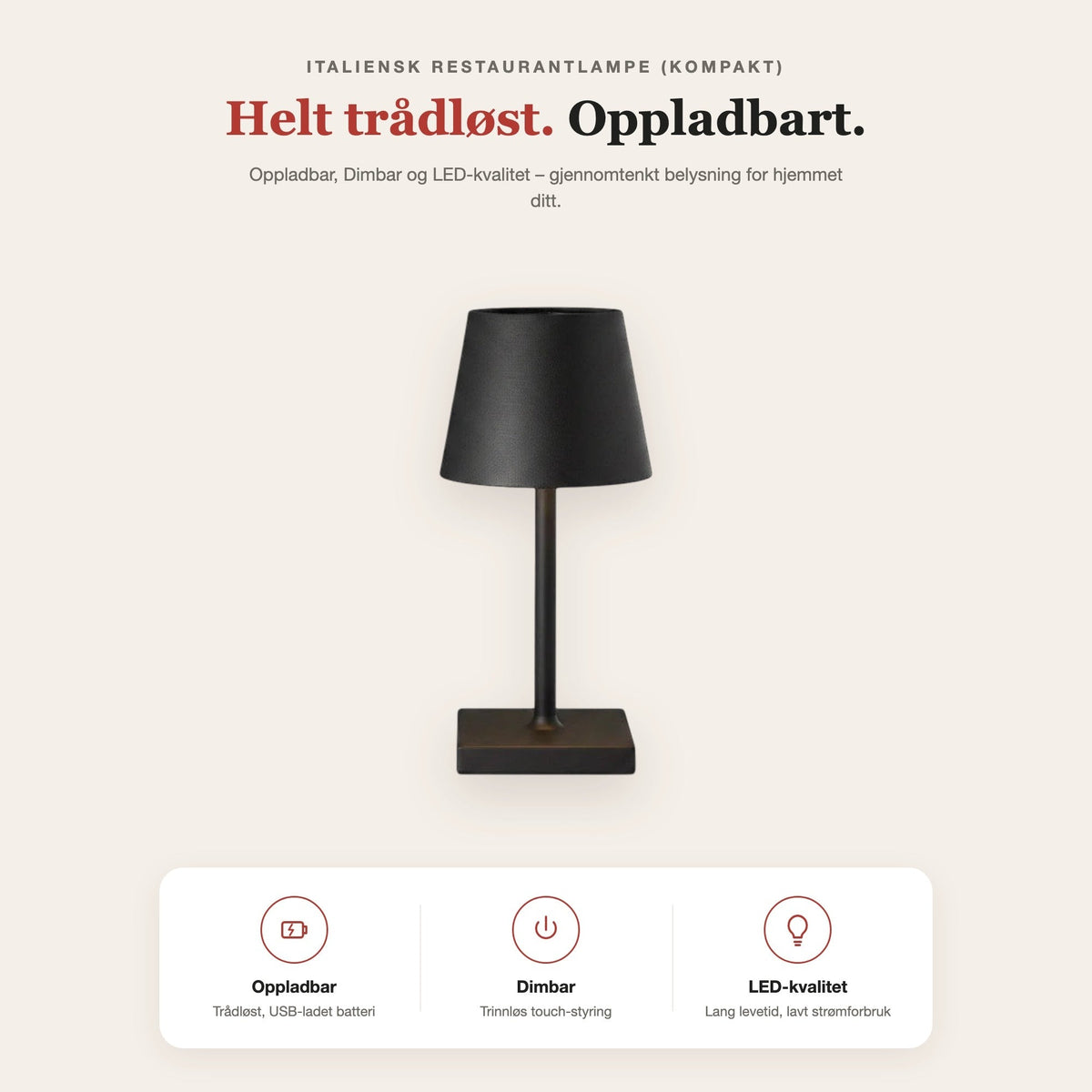Italiensk restaurantlampe (kompakt) – funksjoner og fordeler