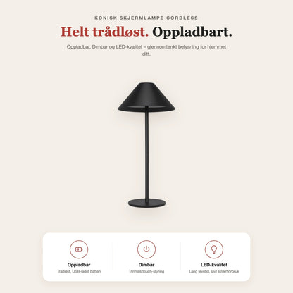Konisk skjermlampe cordless – funksjoner og fordeler