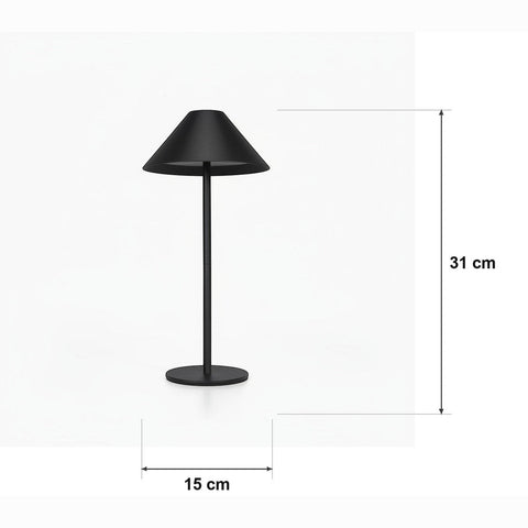 Mål og spesifikasjoner for Konisk skjermlampe cordless – 4000 mAh 3000 k