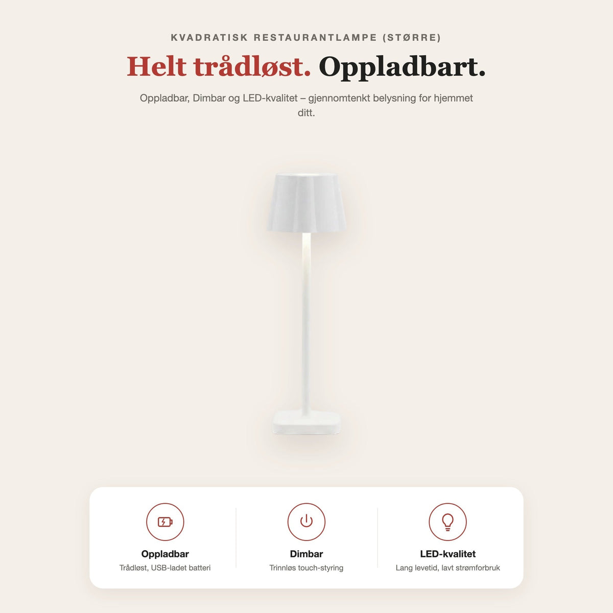 Kvadratisk restaurantlampe (større) – funksjoner og fordeler