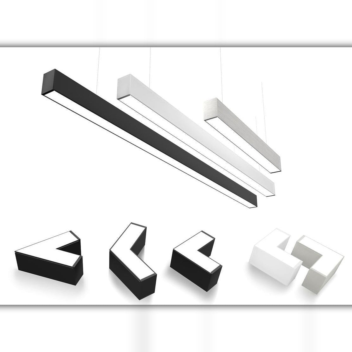 Lysverden sort linkbar LED-linjearmatur, 36W, 4000K nøytralhvitt lys, 1200 mm lengde, moderne industriell stil.