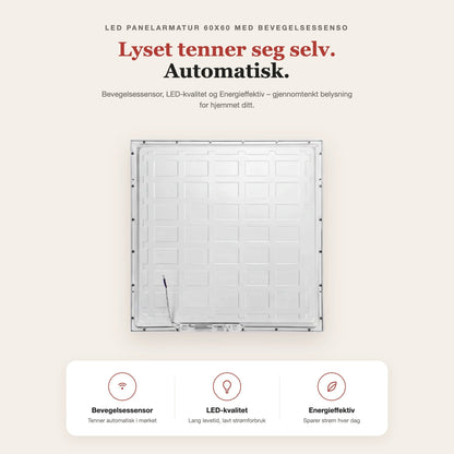 LED panelarmatur 60x60 med bevegelsessensor – funksjoner og fordeler