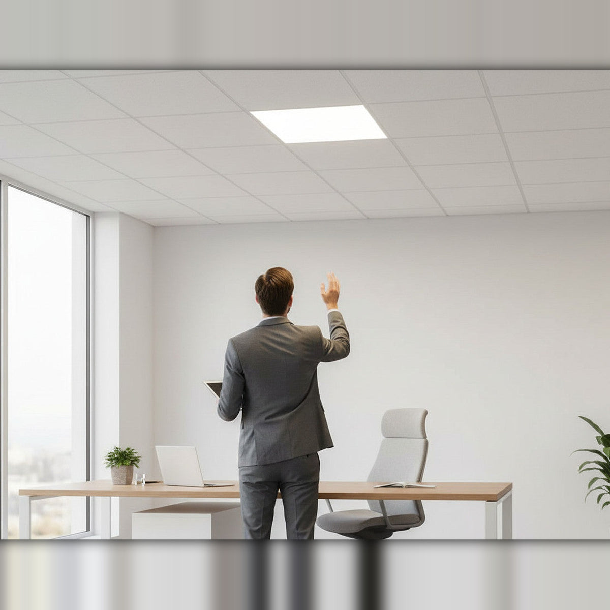 Lysverden 60x60 cm LED-panelarmatur, UGR<19, 25W justerbar, 4000K nøytralhvitt, for kontor og klasserom.