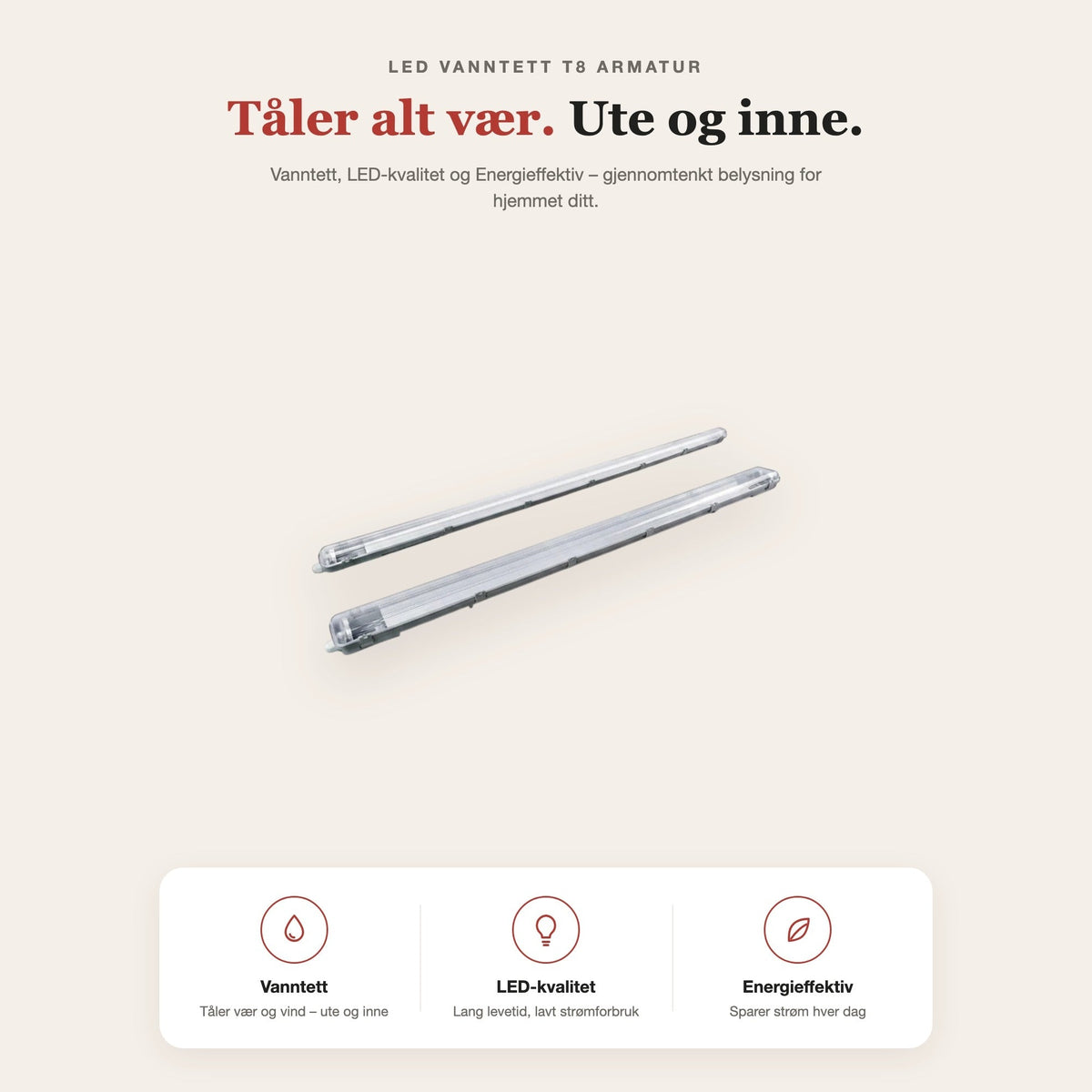LED vanntett T8 armatur-hus IP65 – funksjoner og fordeler