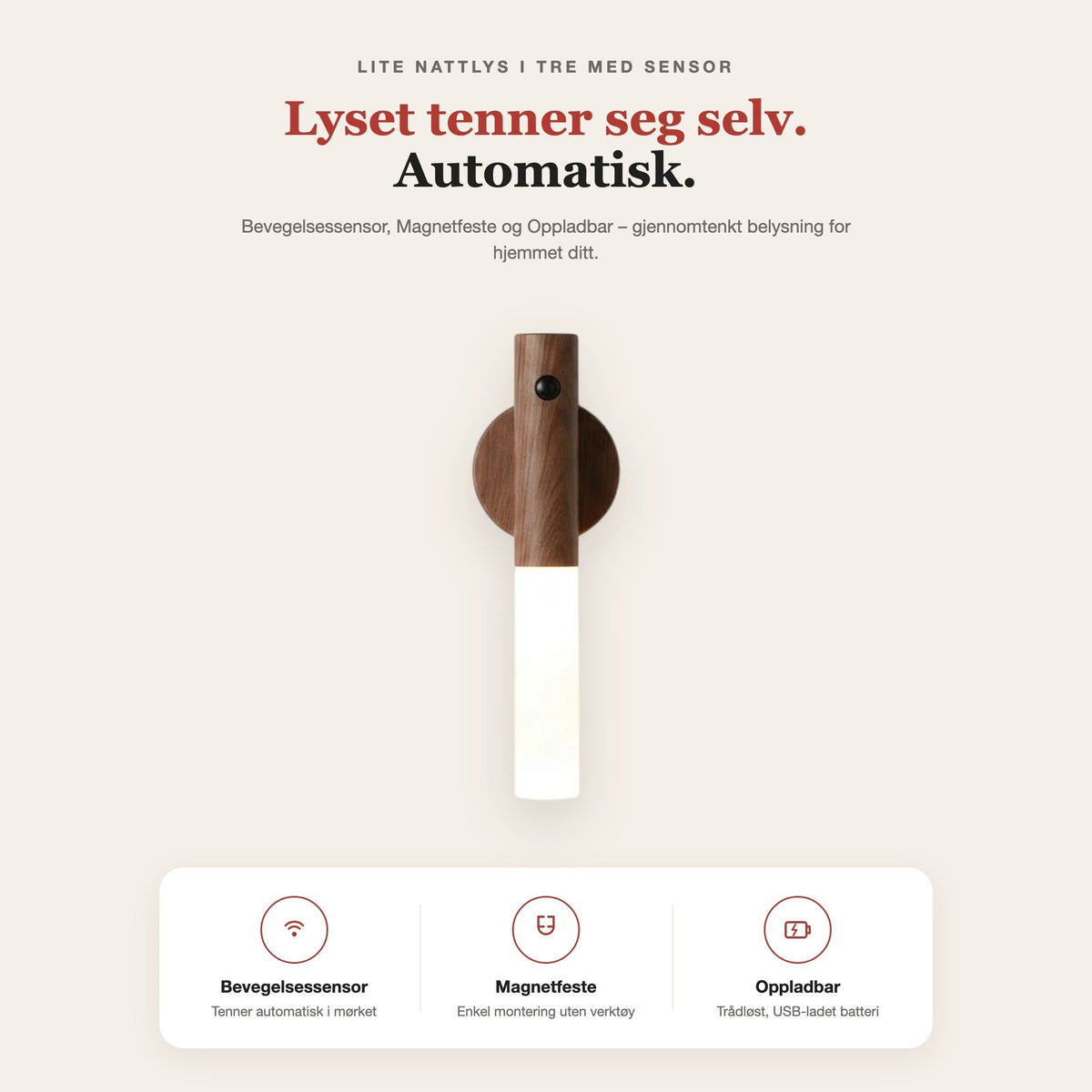 Lite nattlys i tre med sensor – funksjoner og fordeler