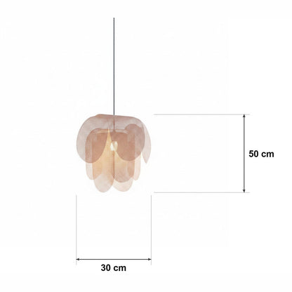Blomsterpendel – rosa kronblad i pastell – målskisse Ø 30 cm × H 50 cm