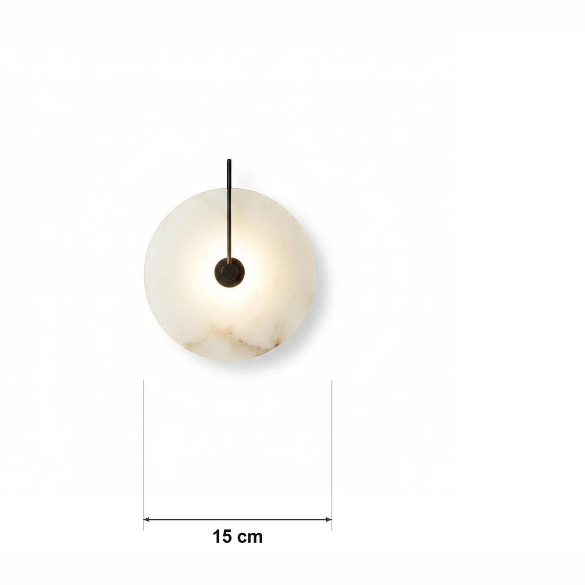 Dolomitt vegglampe – minimalistisk steinskive – målskisse Ø 15 cm