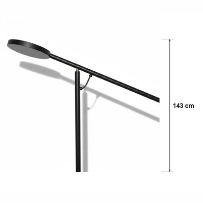 Gulvlampe med utliggerarm i sort – målskisse H 143 cm