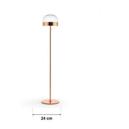 Lampe med glasskuppel – gull/grå – målskisse Ø 24 cm