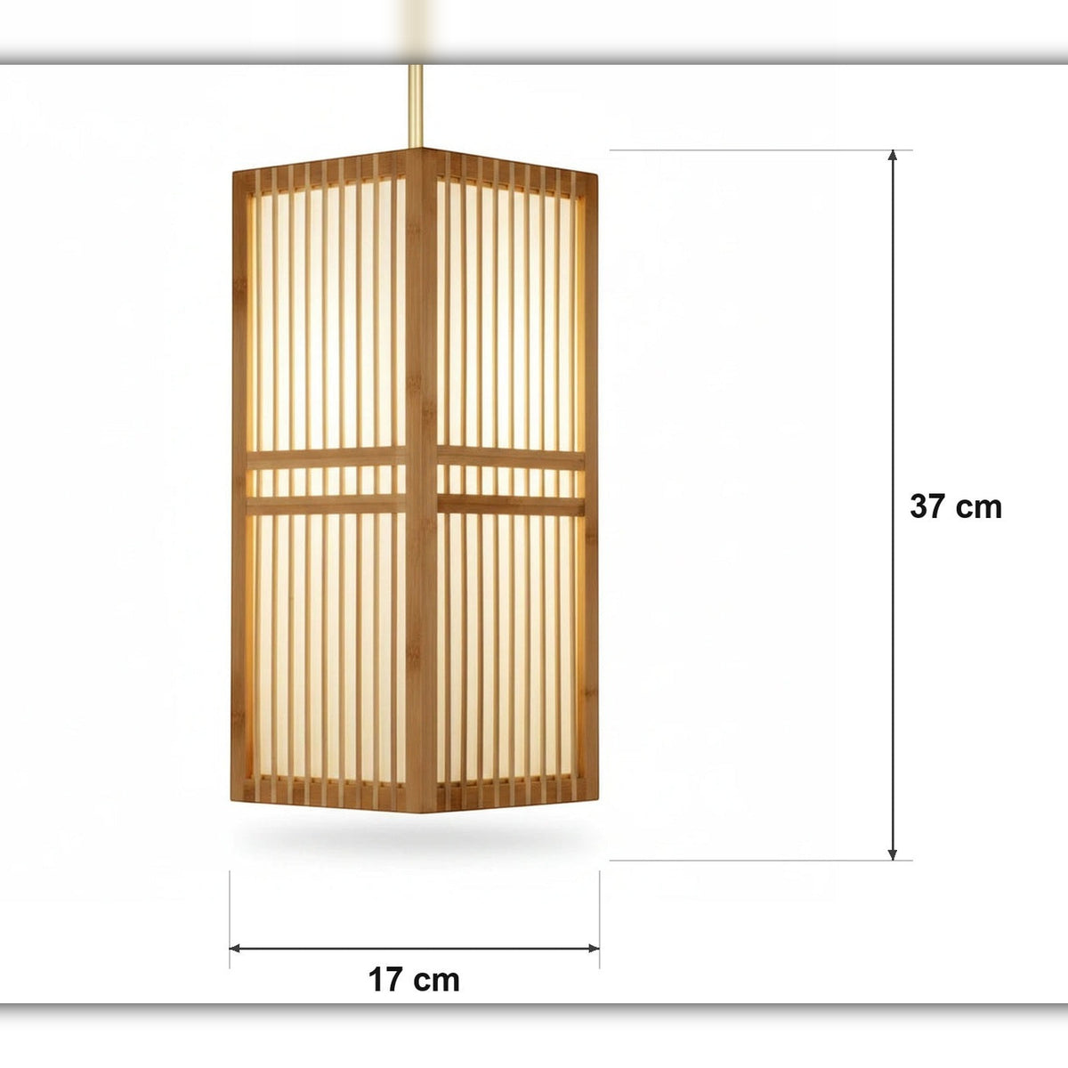Rottingpendel – japansk lanterne – målskisse Ø 17 cm × H 37 cm