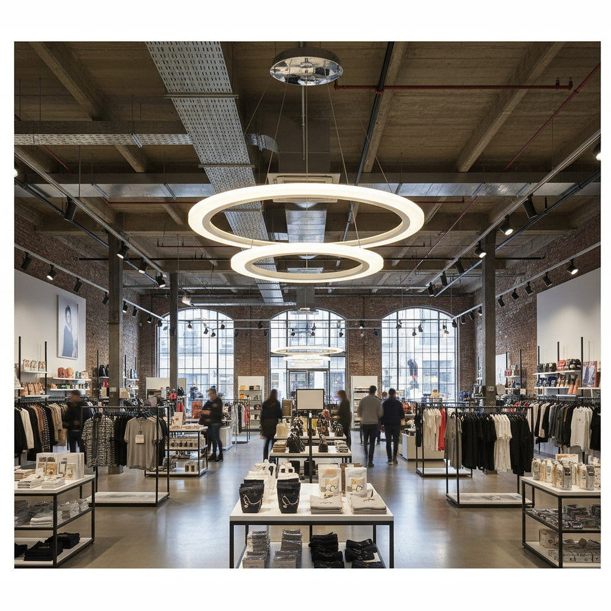 Rund LED pendellampe – ringer i akryl