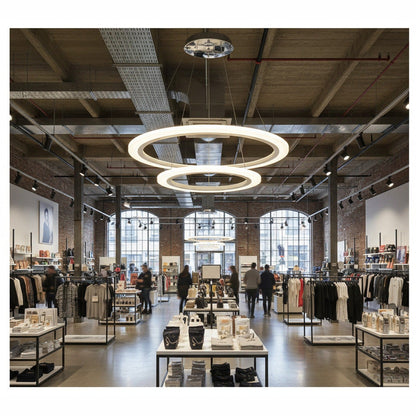 Rund LED pendellampe – ringer i akryl
