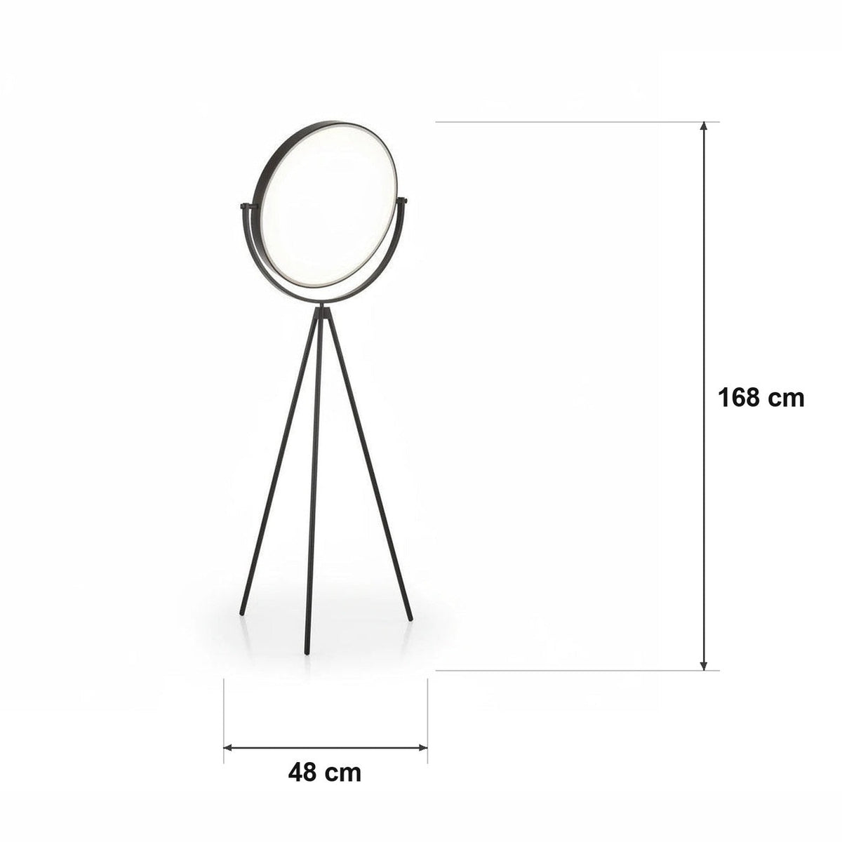 Trebent gulvlampe med rund skjerm – målskisse Ø 48 cm × H 168 cm
