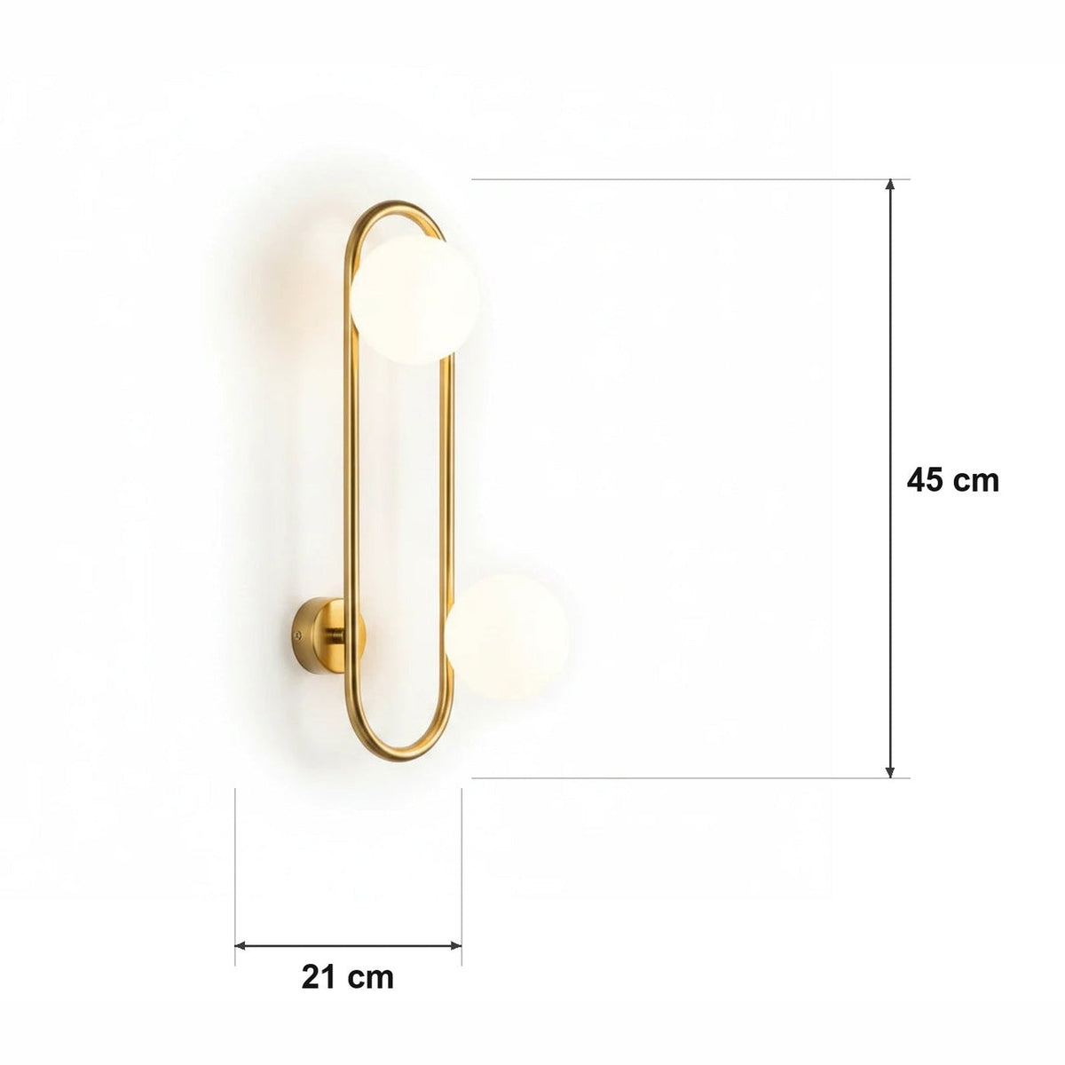 Mål og spesifikasjoner for Vegglampe med glasskuler i ring – midt-century