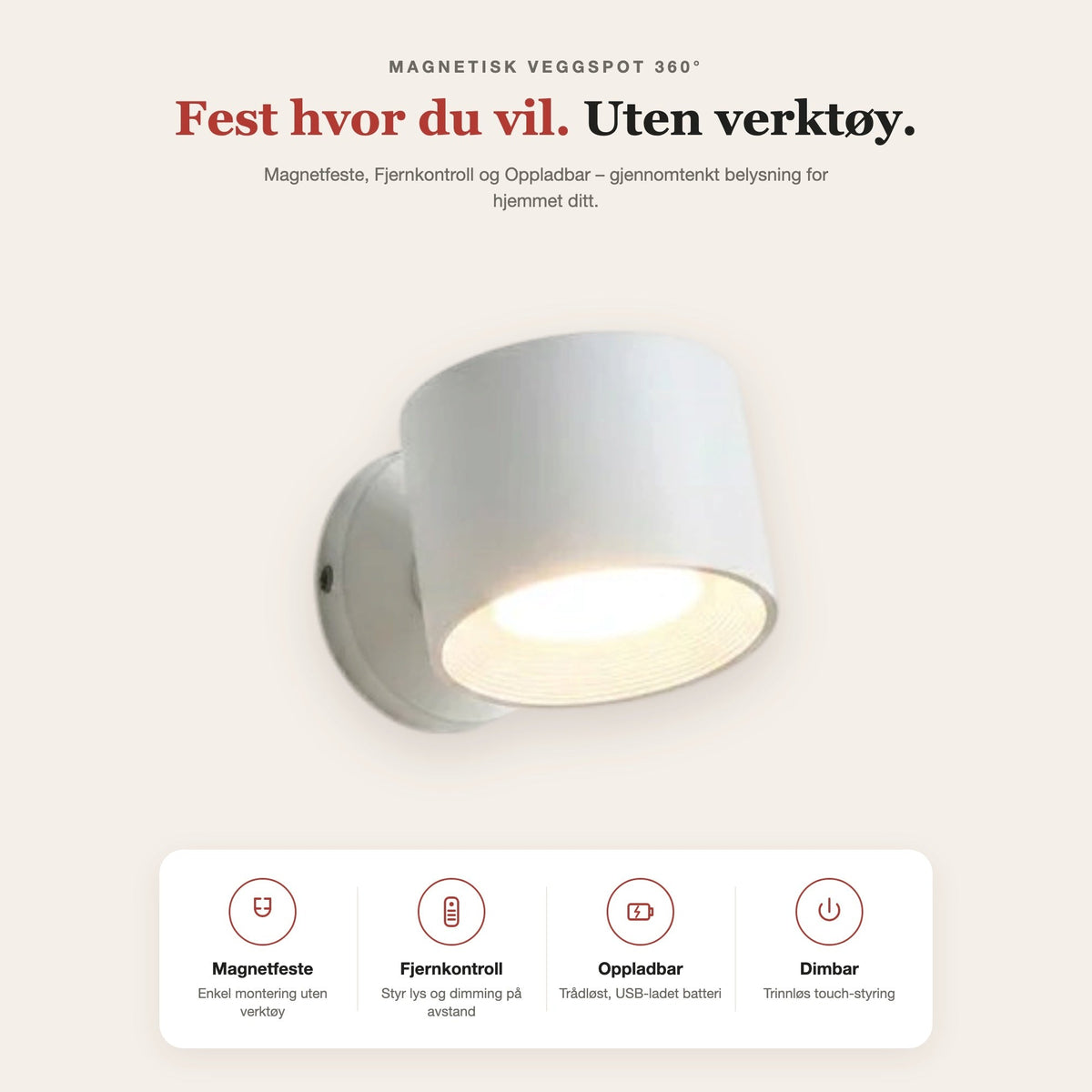 Magnetisk veggspot 360° – funksjoner og fordeler