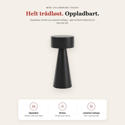 Mini cylindrisk touch-bordlampe – funksjoner og fordeler