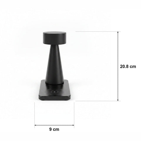 Mål og spesifikasjoner for Mini cylindrisk touch-bordlampe – 4 farger, Enkel lading