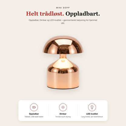 Mini Sopp-touch-bordlampe i metall – funksjoner og fordeler