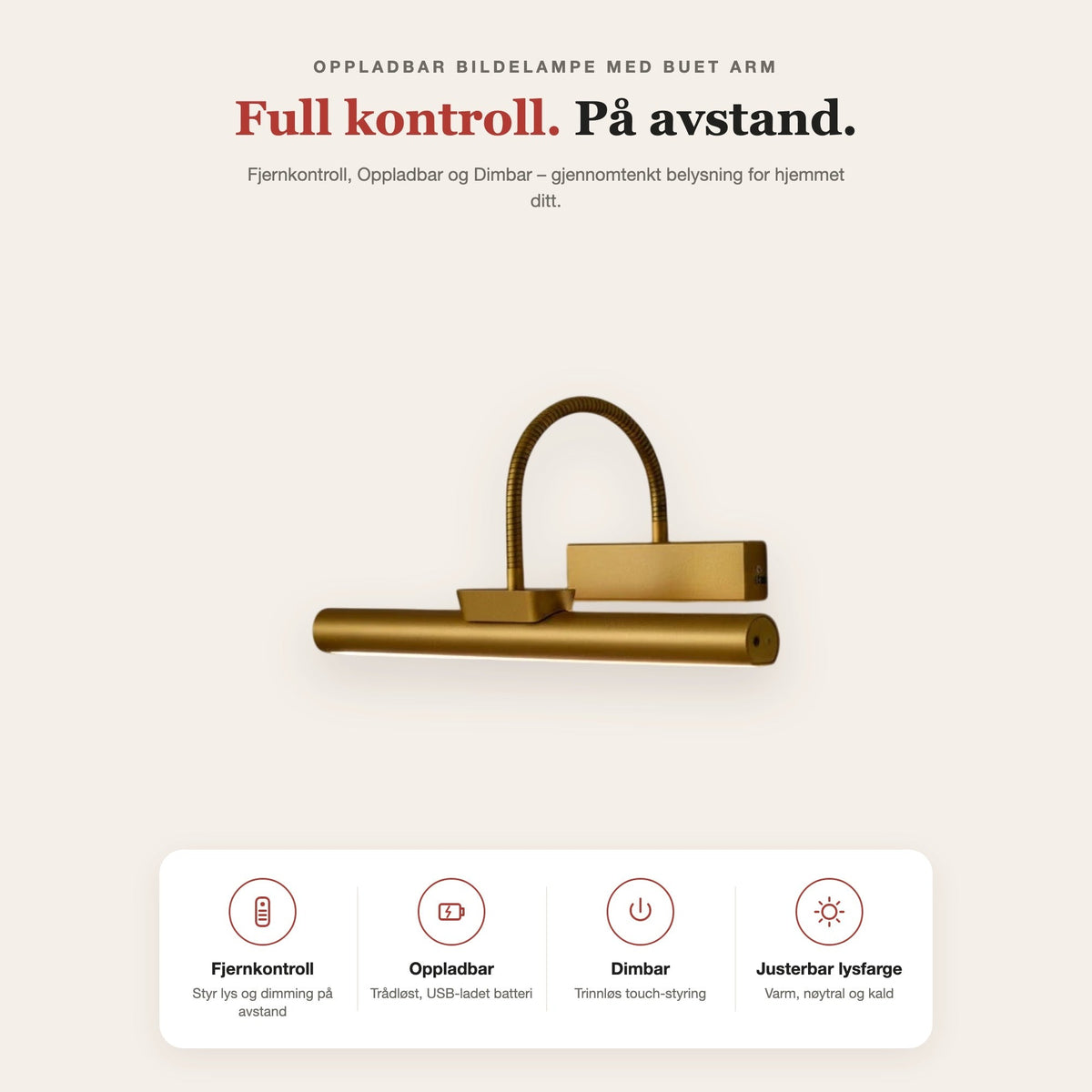 Oppladbar bildelampe med buet arm – funksjoner og fordeler