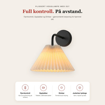 Plissert vegglampe med E27-fatning – funksjoner og fordeler