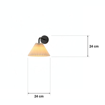Plissert vegglampe med E27-fatning – RGB 2000 mAh – målskisse Ø 24 cm × H 24 cm