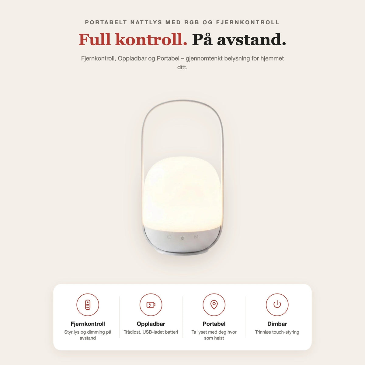 Portabelt nattlys med RGB og fjernkontroll – funksjoner og fordeler