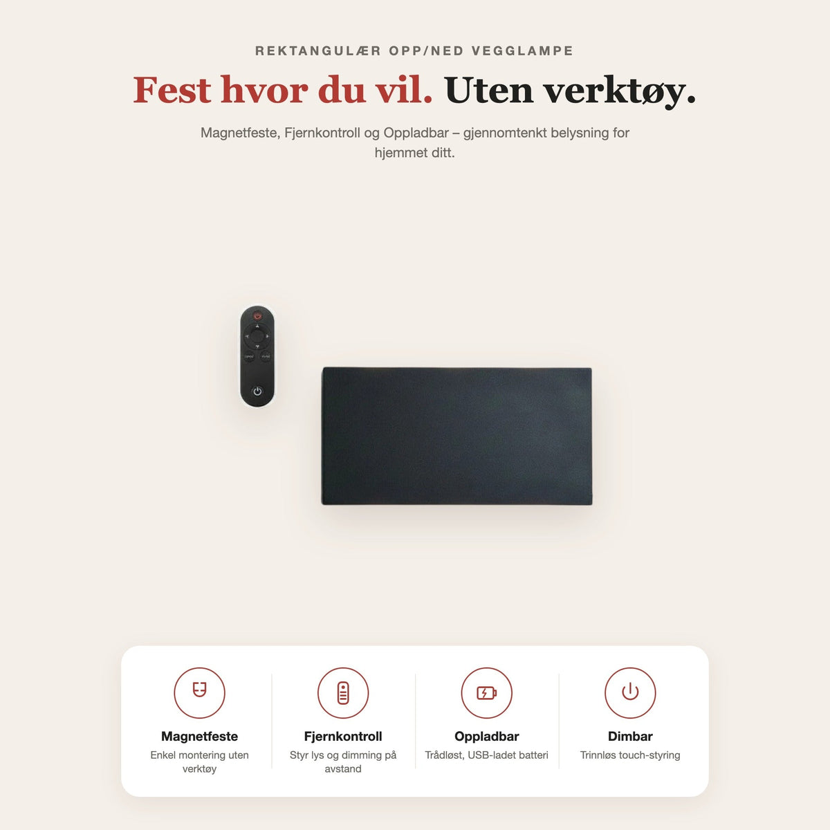 Rektangulær opp/ned vegglampe – funksjoner og fordeler