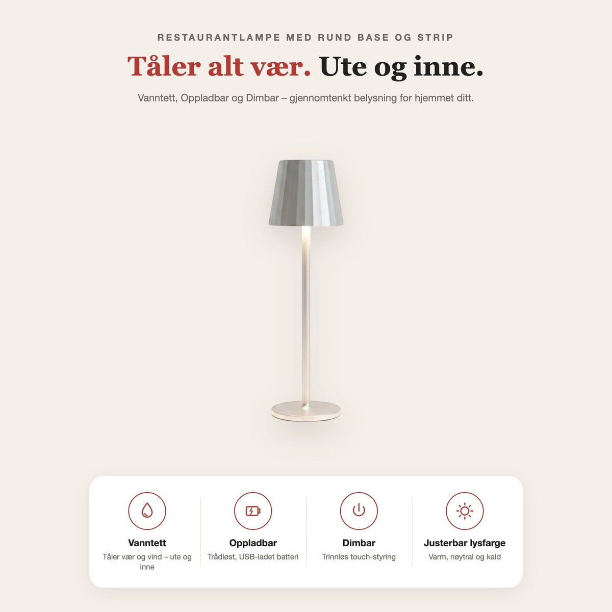 Restaurantlampe med rund base og strip-skjerm – funksjoner og fordeler