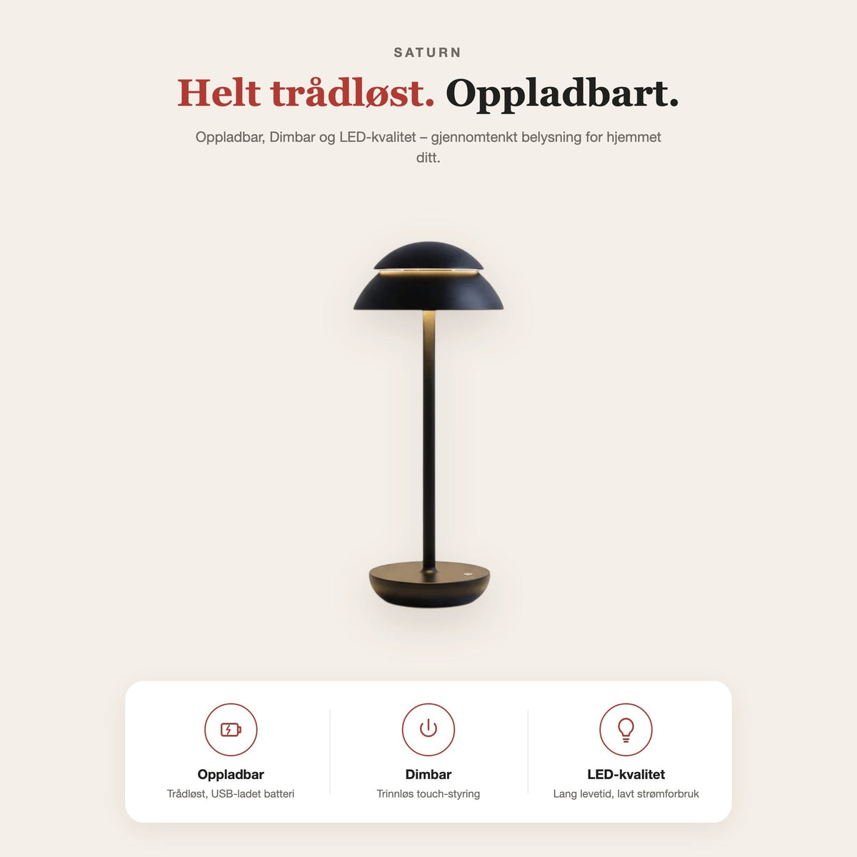 Saturn-bordlampe med metallstang – funksjoner og fordeler