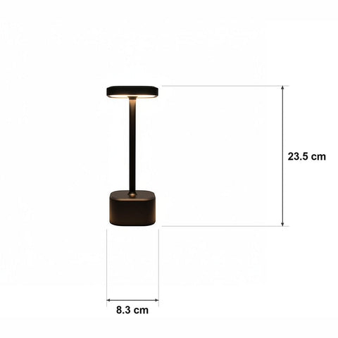 Mål og spesifikasjoner for Square-top cordless bordlampe – 4 fargetemperaturer, Enkel lading