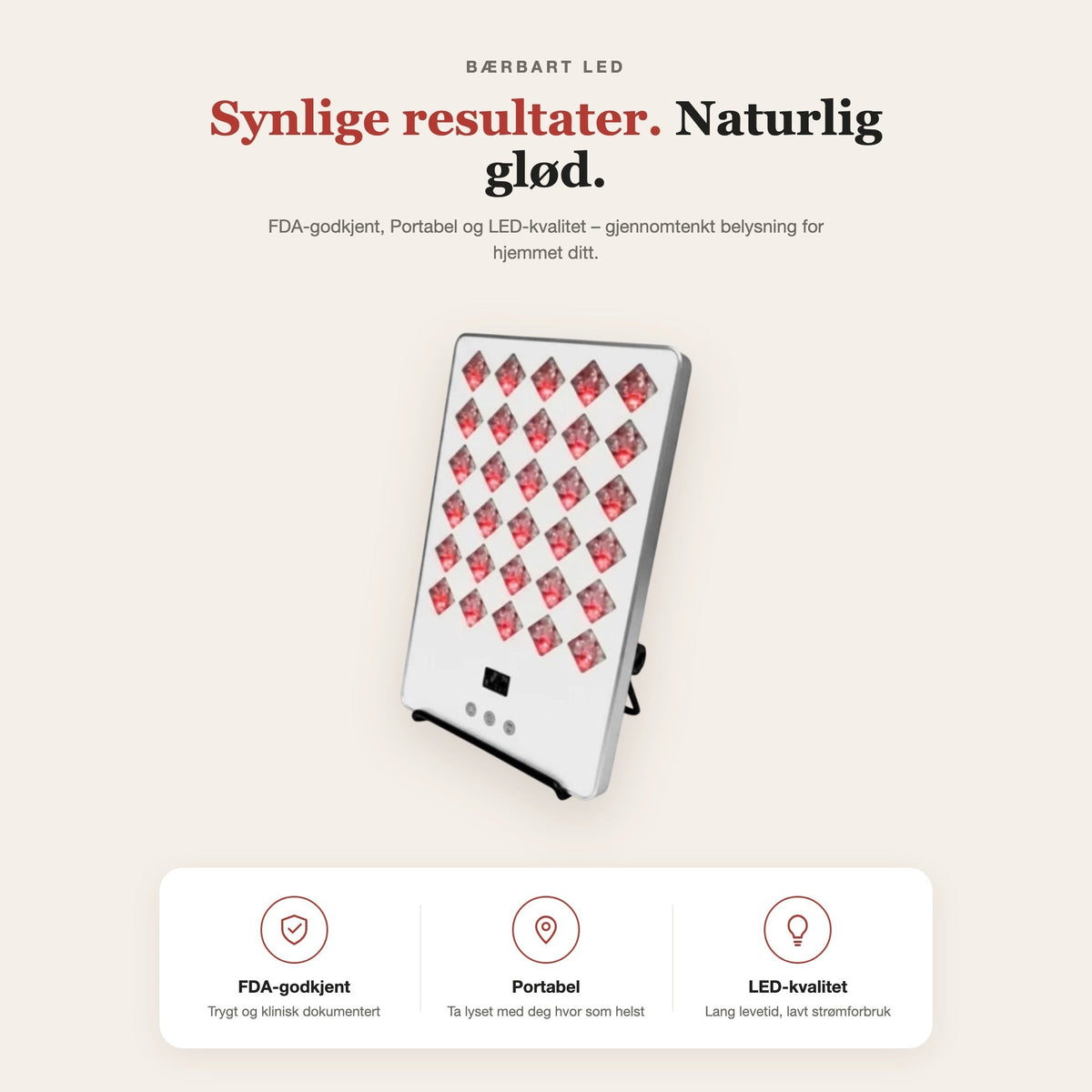 Bærbart LED-lysterapipanel 12W – funksjoner og fordeler