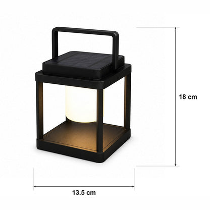 Utelykt med solcelle og USB-lading – IP44 4800 mAh – målskisse Ø 13.5 cm × H 18 cm