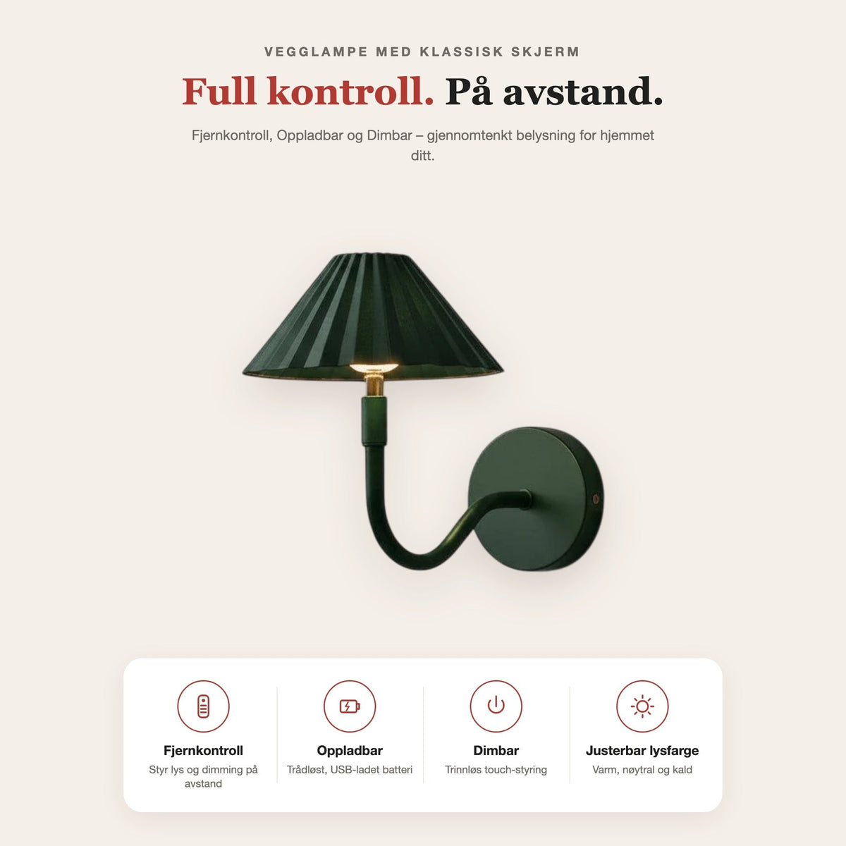 Vegglampe med klassisk skjerm – funksjoner og fordeler